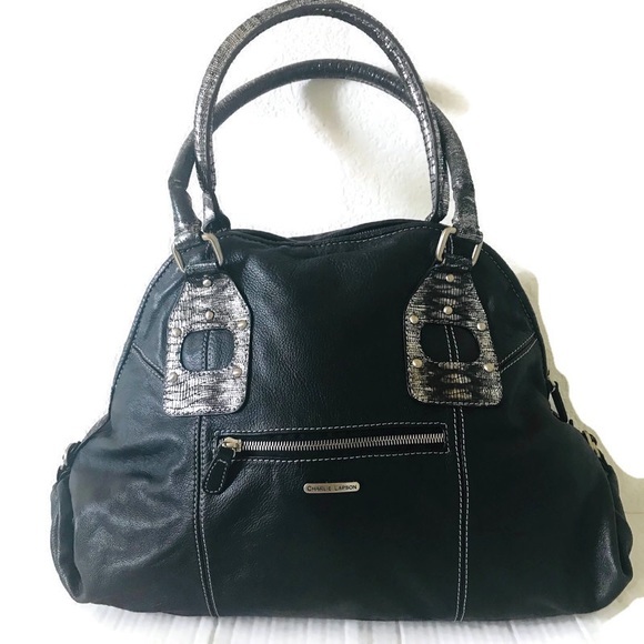 Charlie Lapson black leather satchel shoulder bag‎ - Picture 1 of 9